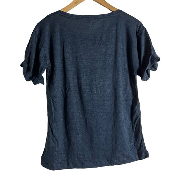 J.Crew Relaxed Roll-Cuff Linen Short Sleeve Blue Tee Size XS - Picture 10 of 13